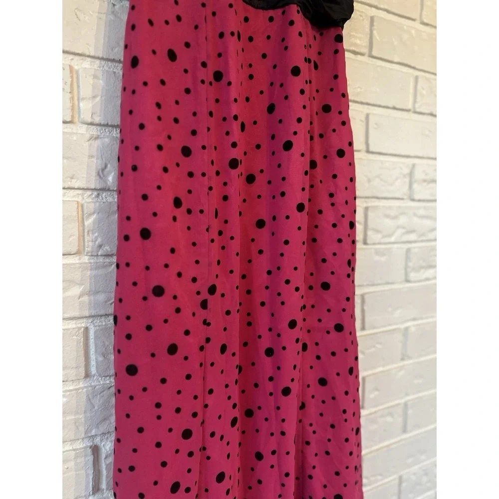 Tiffany Designs Size 10 Hot Pink Black Polka Dot‎ Beaded Halter Prom Gown Y2K